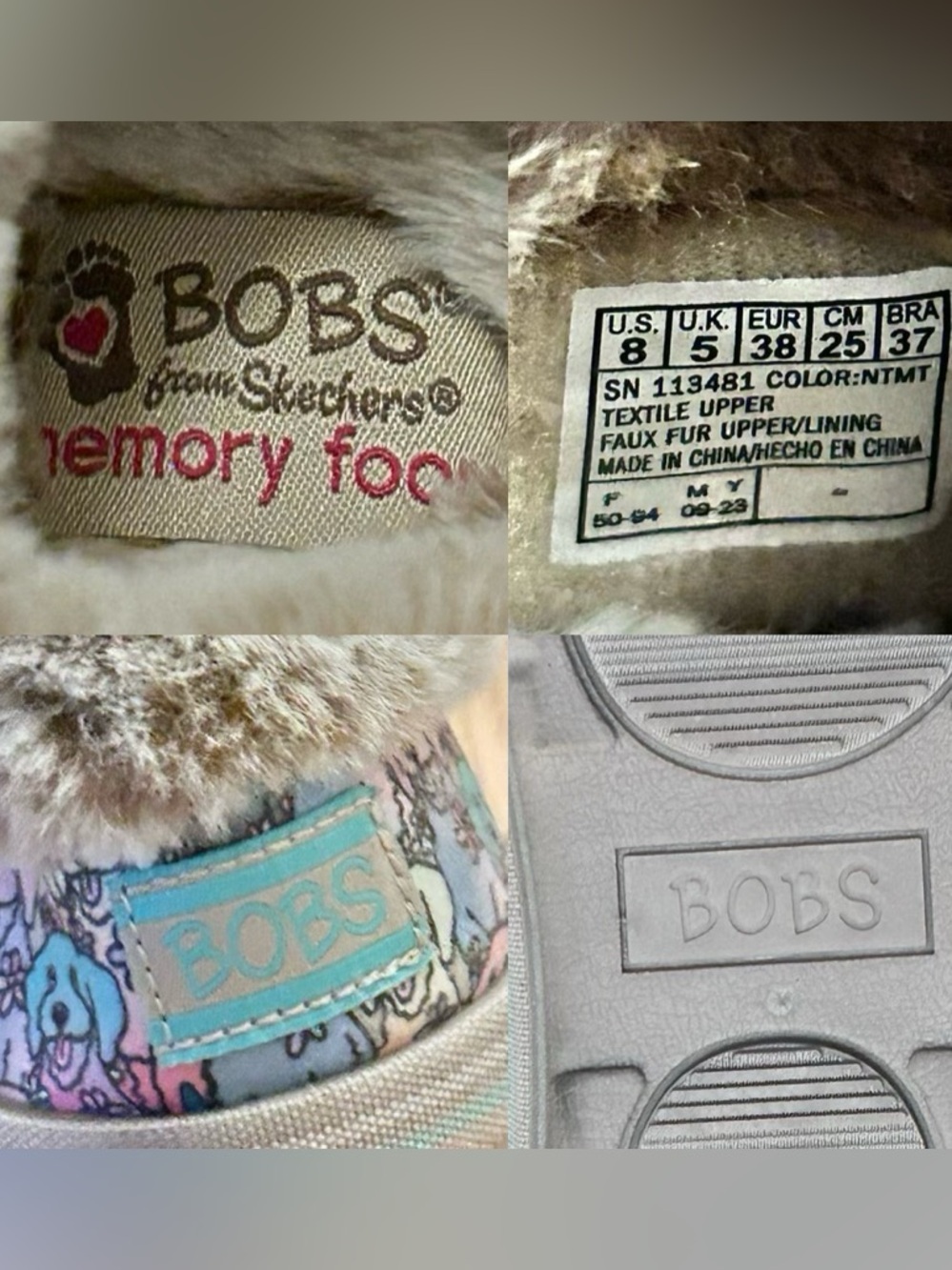 BOBS Skechers Too Cozy Winter Howl Aloha Doodle Slipper Faux Fur Women’s 8 NWOT - Picture 15 of 15